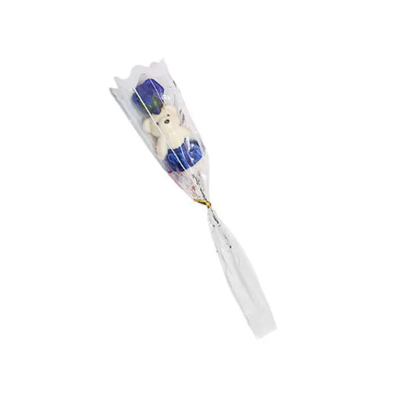Soap Rose Bouquet with Teddy Bear – Artificial Flower Gift