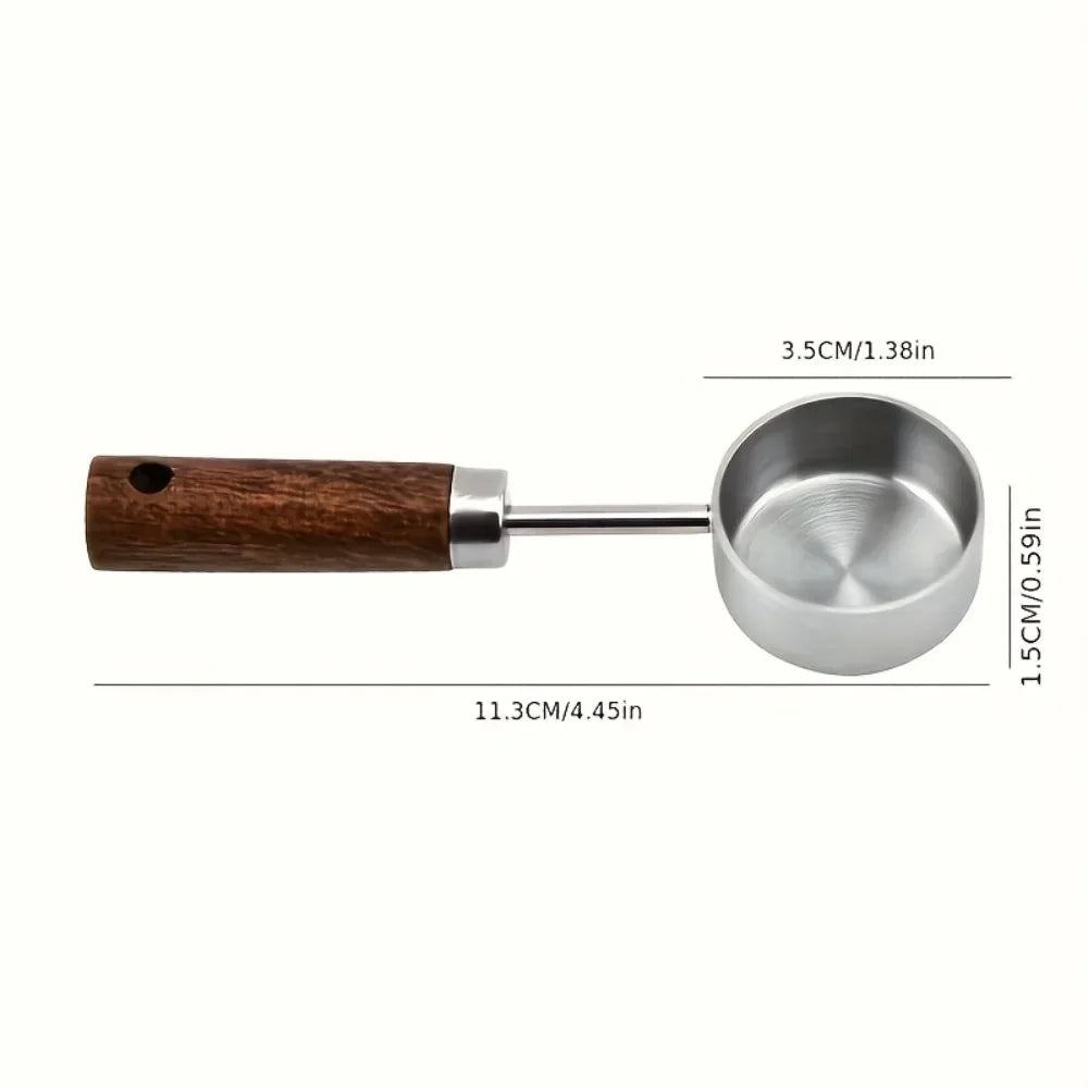 15ml Wooden Coffee Scoop – Stainless Steel Measuring Spoon