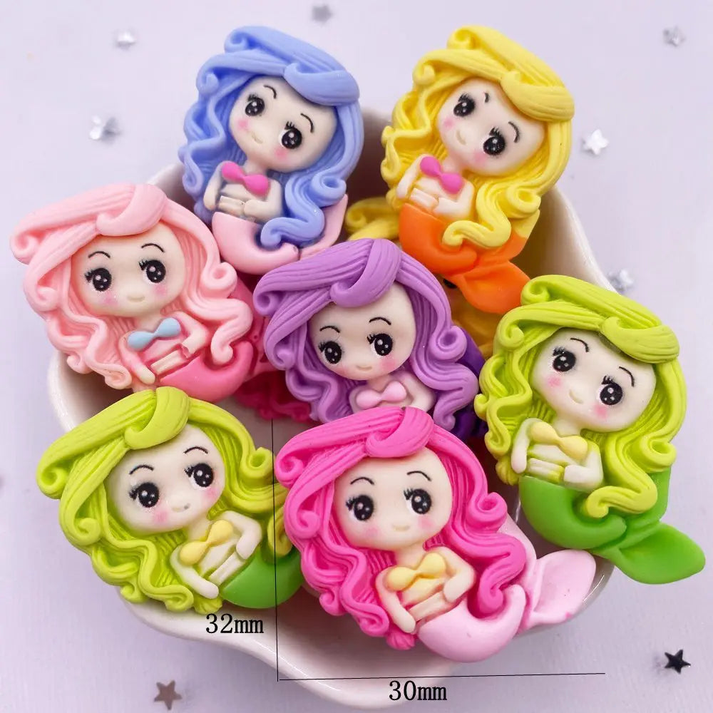 Kawaii Mermaid Princess Resin Flatback Figurines 10PCS | DIY Crafts