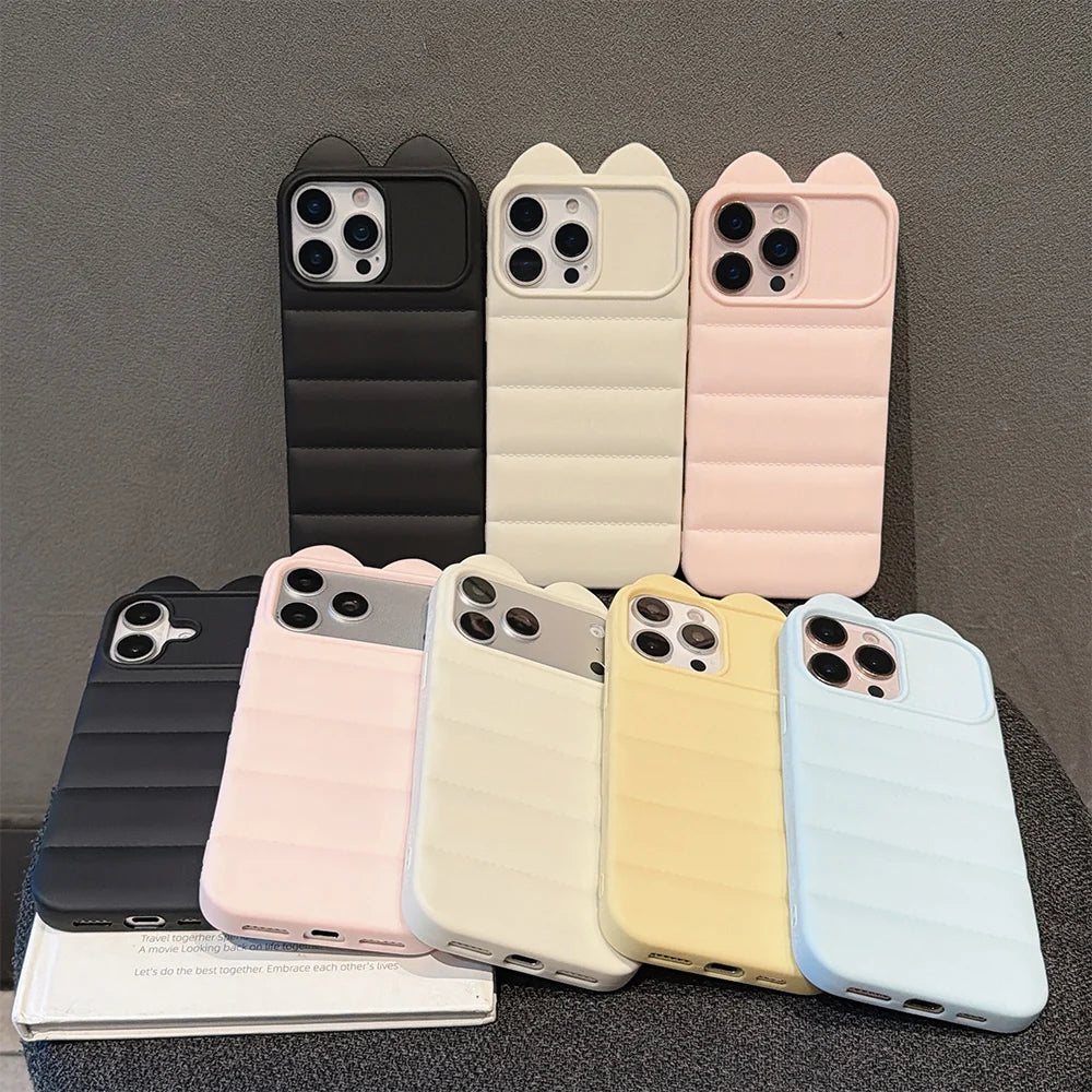 3D Cat Ear iPhone Case – Shockproof Silicone Cover