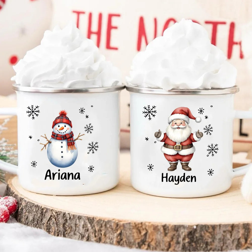 Personalized Snowman Enamel Mug – Christmas Gift Idea