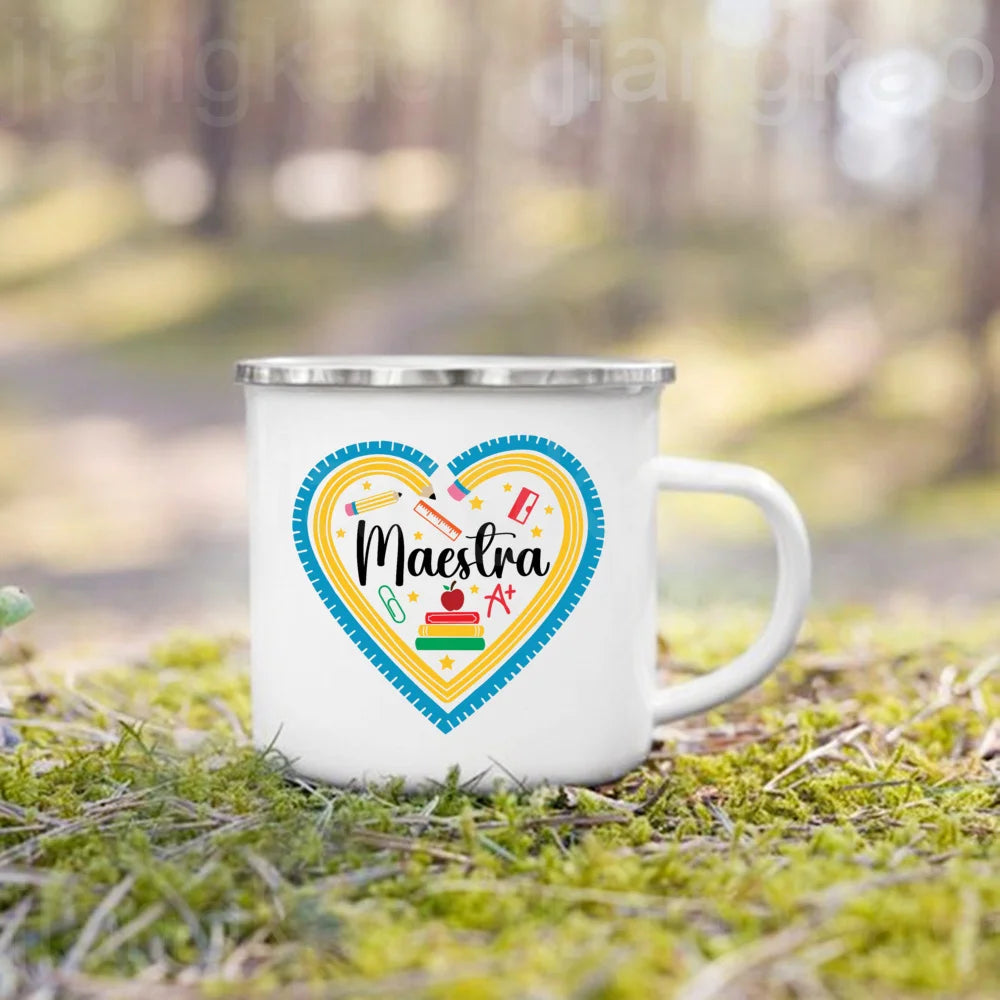 Maestra Heart Spanish Enamel Mug | Teacher Gift