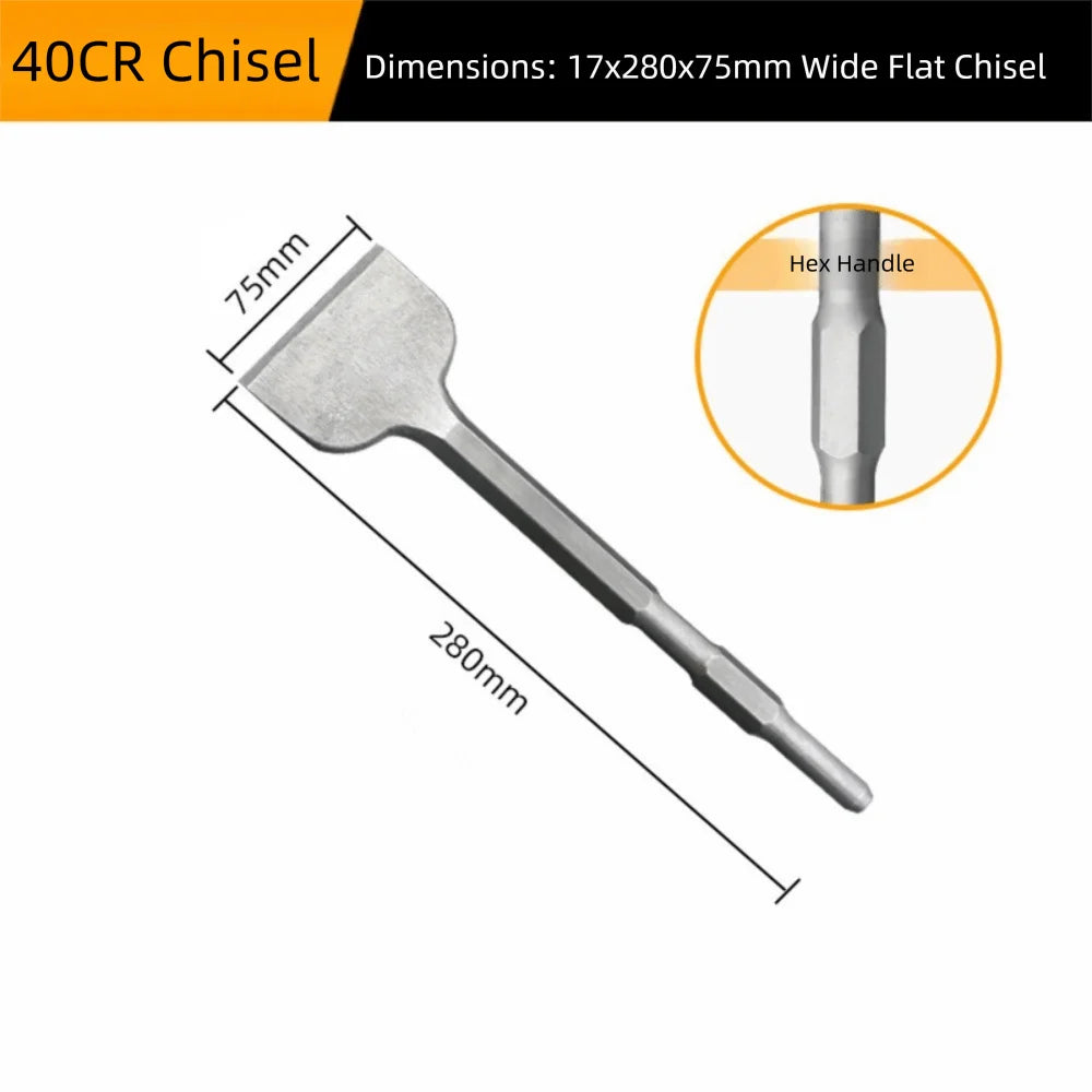 Hexagonal Shank Flat Chisel Impact Bit – Steel Masonry Tool