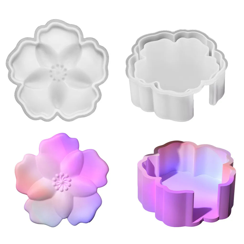 Flower Silicone Resin Mold Set – Coaster & Storage Box DIY