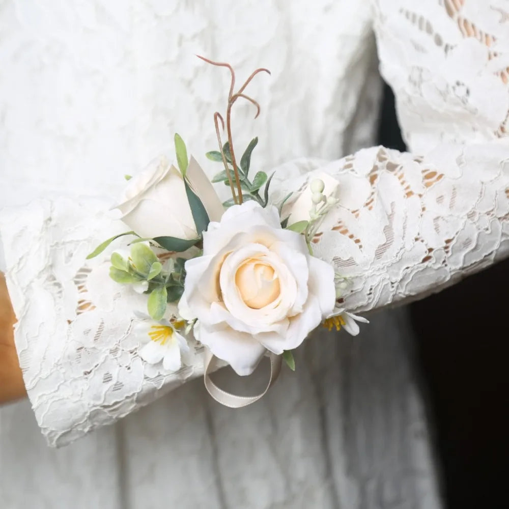 Silk Rose Boutonniere & Wrist Corsage – Wedding Accessories