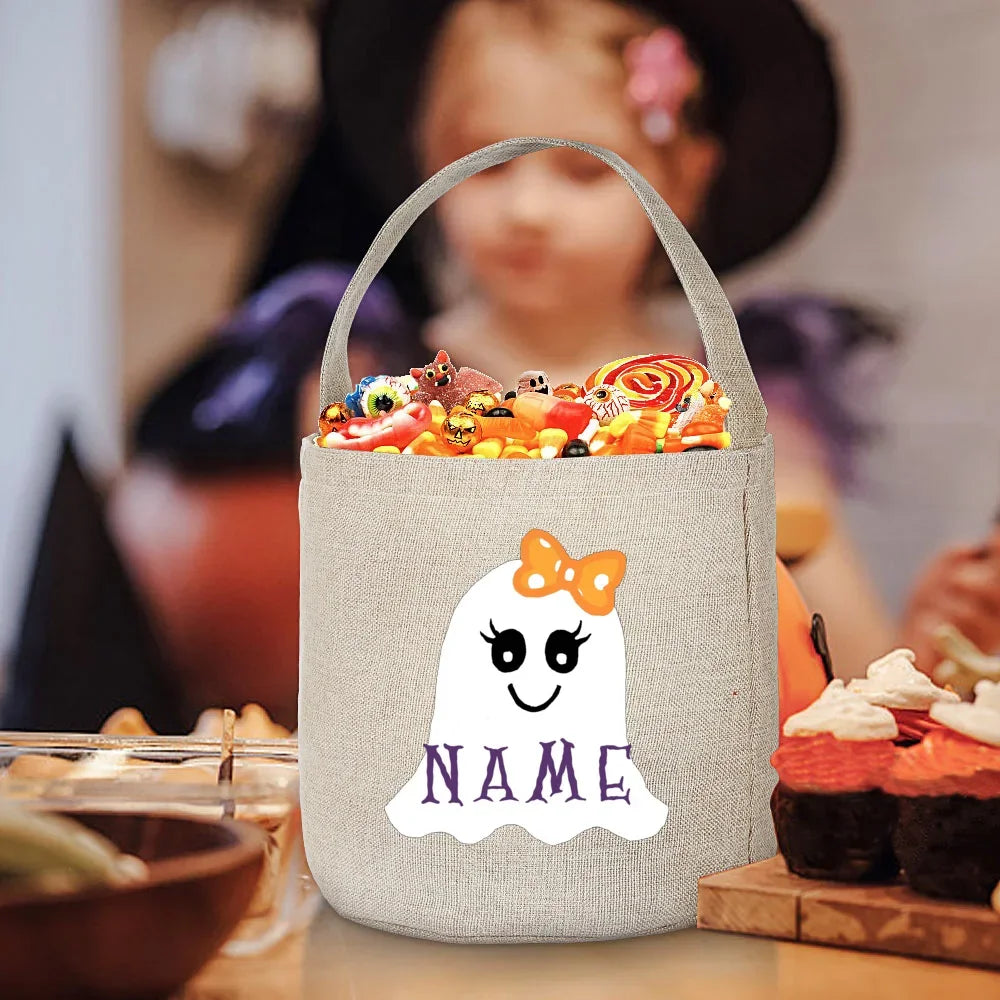 Personalised Halloween Trick or Treat Bag – Ghost Bat Tote