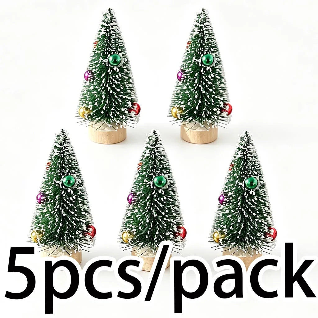 Mini Christmas Tree Ornaments Beads & Pine Needles 5 Pack