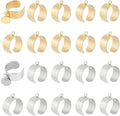 20Pcs Stainless Steel Adjustable Open Cuff Ring Bases with Loop