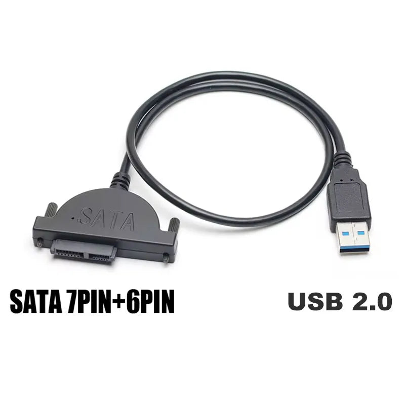 USB 2.0 to SATA 7+6 Pin CD/DVD-ROM Drive Adapter Cable