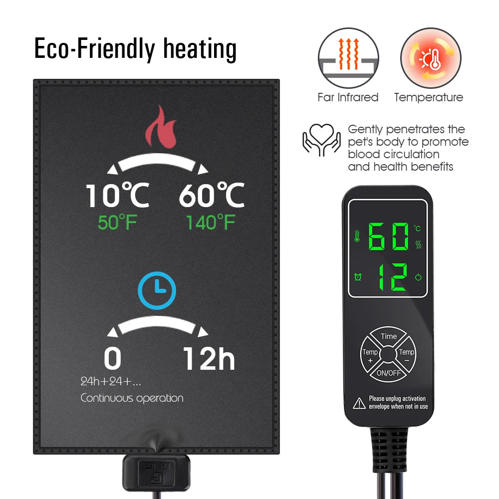 Reptile & Plant Heating Pad | LCD Thermostat, IPX7, Timer