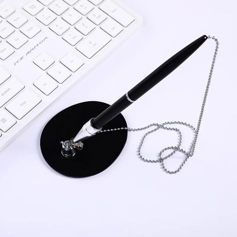 Metal Chain Counter Desk Pen – Office Bank Signature Ballpoint