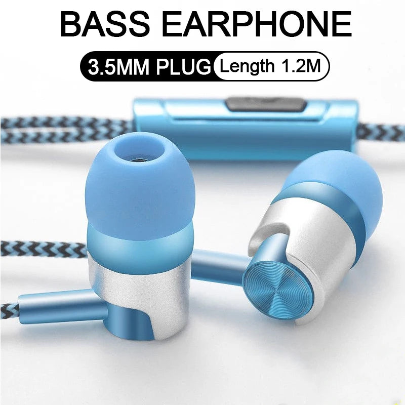 BAPPSUS Nylon Braided Wired Earbuds with Mic & Heavy Bass