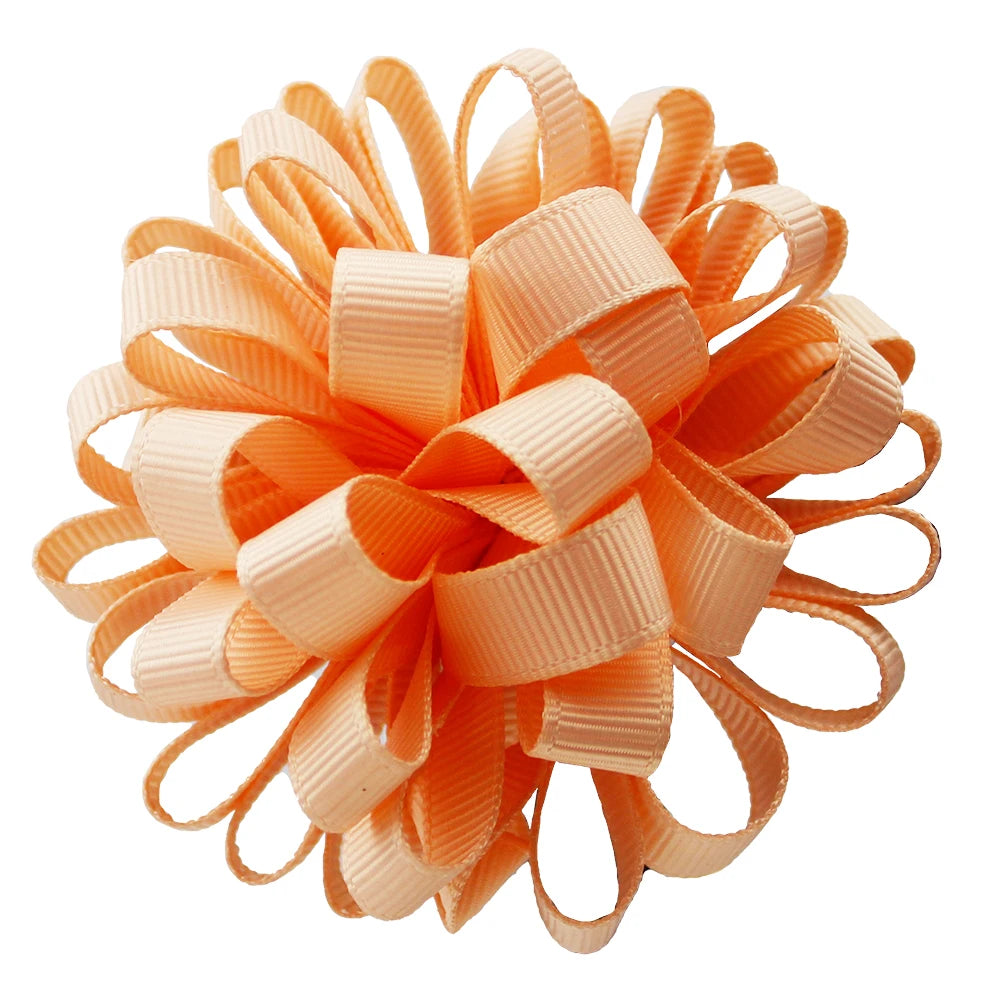 2-Pack Girls Grosgrain Ribbon Loopy Puff Hair Bow Clips