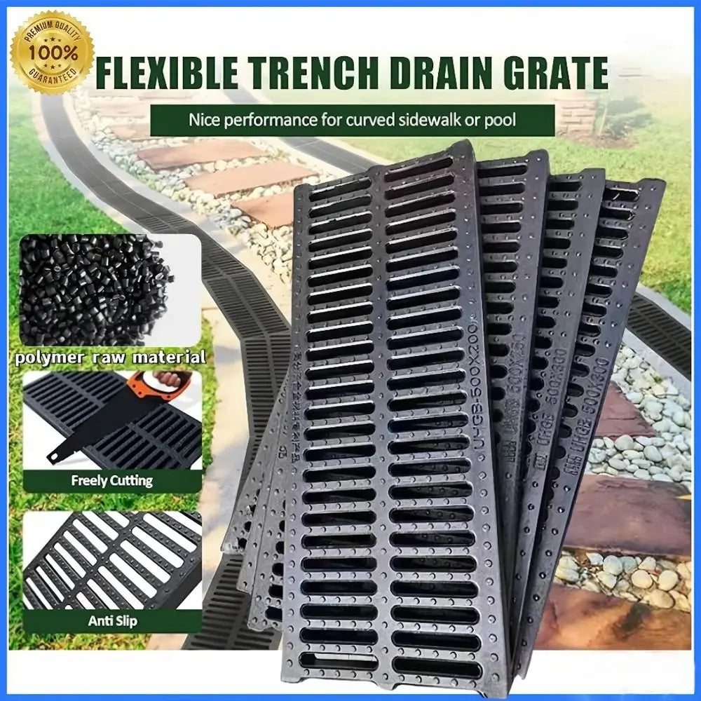 High-Strength Resin Trench Cover – Black Plastic Drain Grate