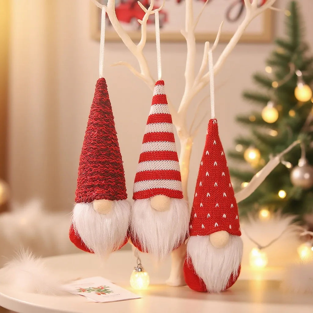 Nordic Gnome Christmas Tree Ornament – Multicolor Knit Decor