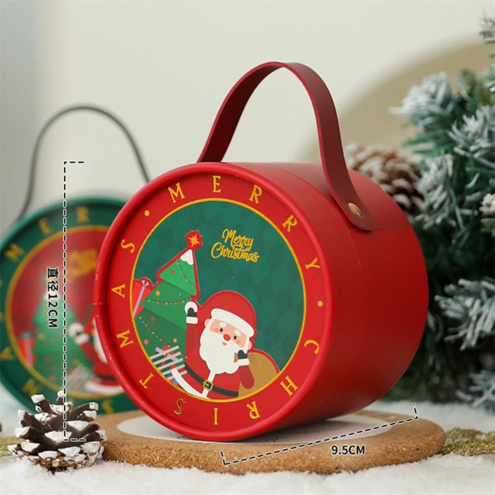 Christmas Gift Bucket Box – Festive Cardboard Box with Handle
