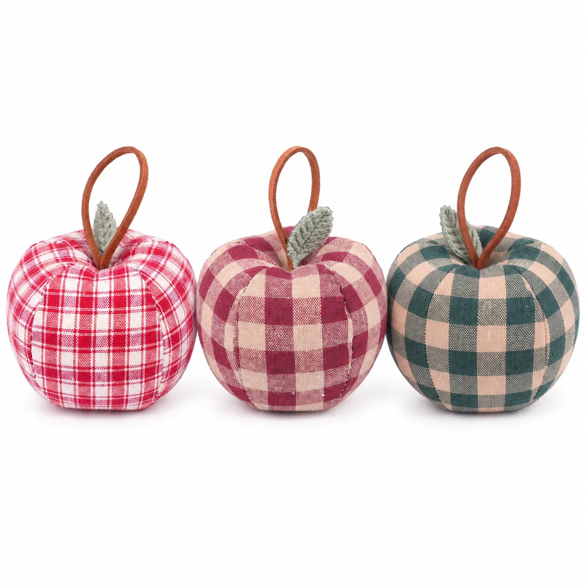 Vintage Stuffed Plaid Apple Ornament – Farmhouse Home Decor