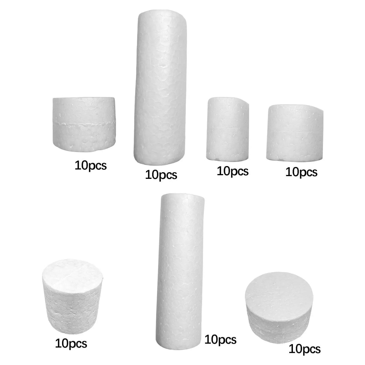 White Craft Foam Cylinders – Kids DIY Arts & Party (10-Pack)