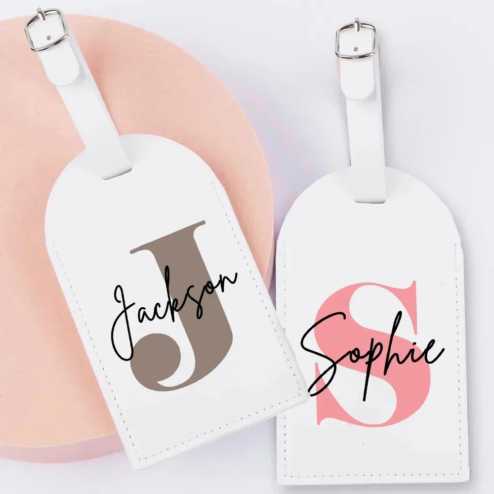 Personalised Monogram PU Leather Luggage Tag – Custom Initial