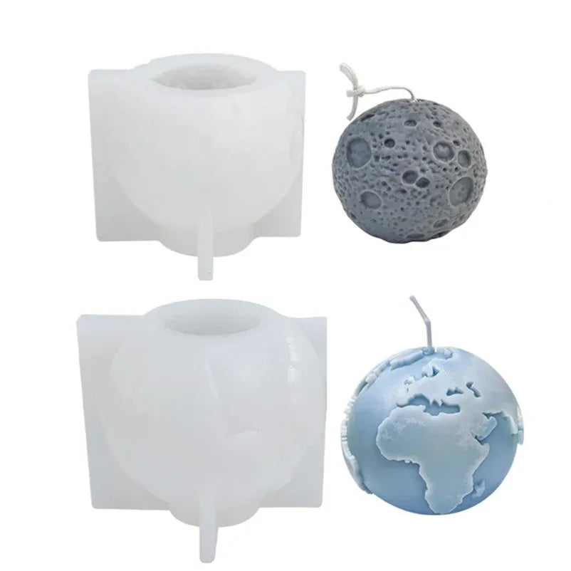 3D Earth Moon Silicone Mold – DIY Candle, Resin & Soap Cast