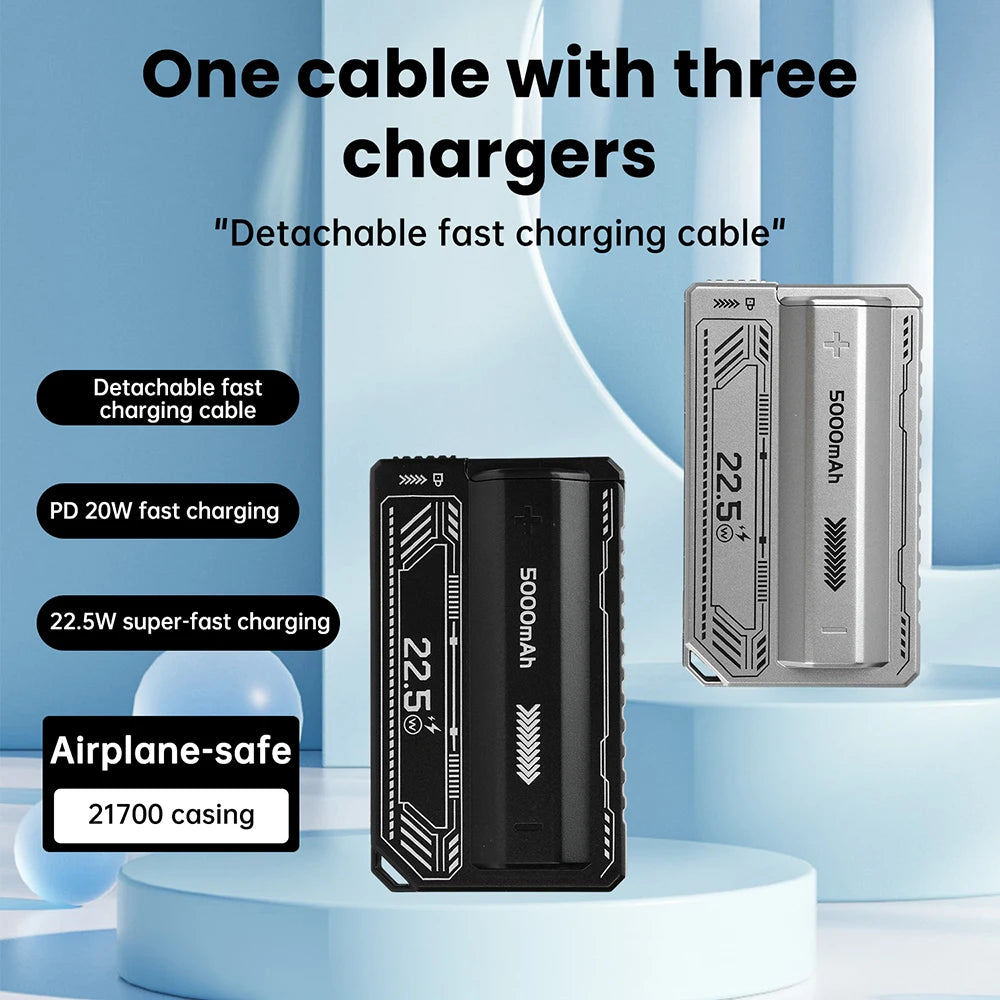 21700 DIY Power Bank Case PD 20W – Solderless Built-in Cable