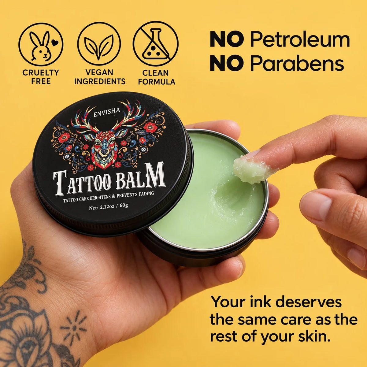 ENVISHA Tattoo Balm 60g – After-Tattoo Moisturizing Skin Balm