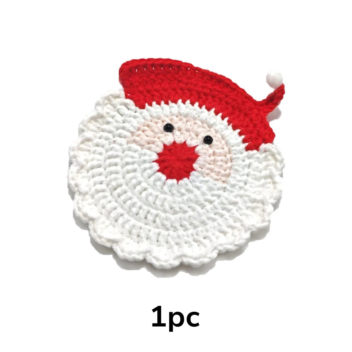 Santa Claus Crochet Coasters – Festive Christmas Table Set