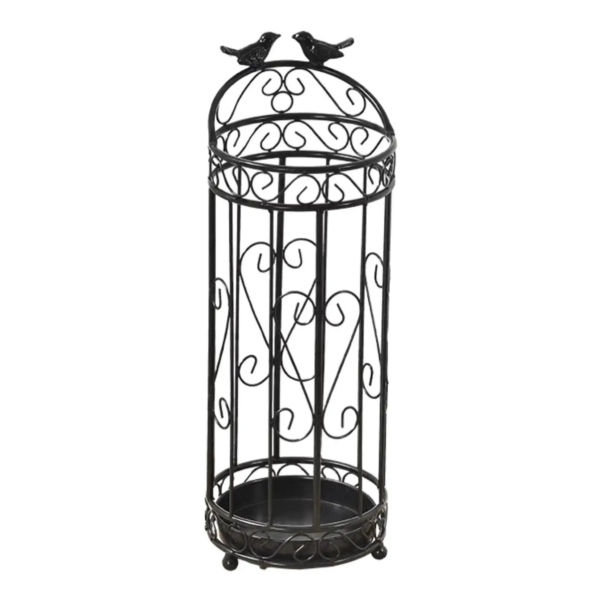 Wrought Iron Umbrella Stand with Drip Tray | Round Holder
