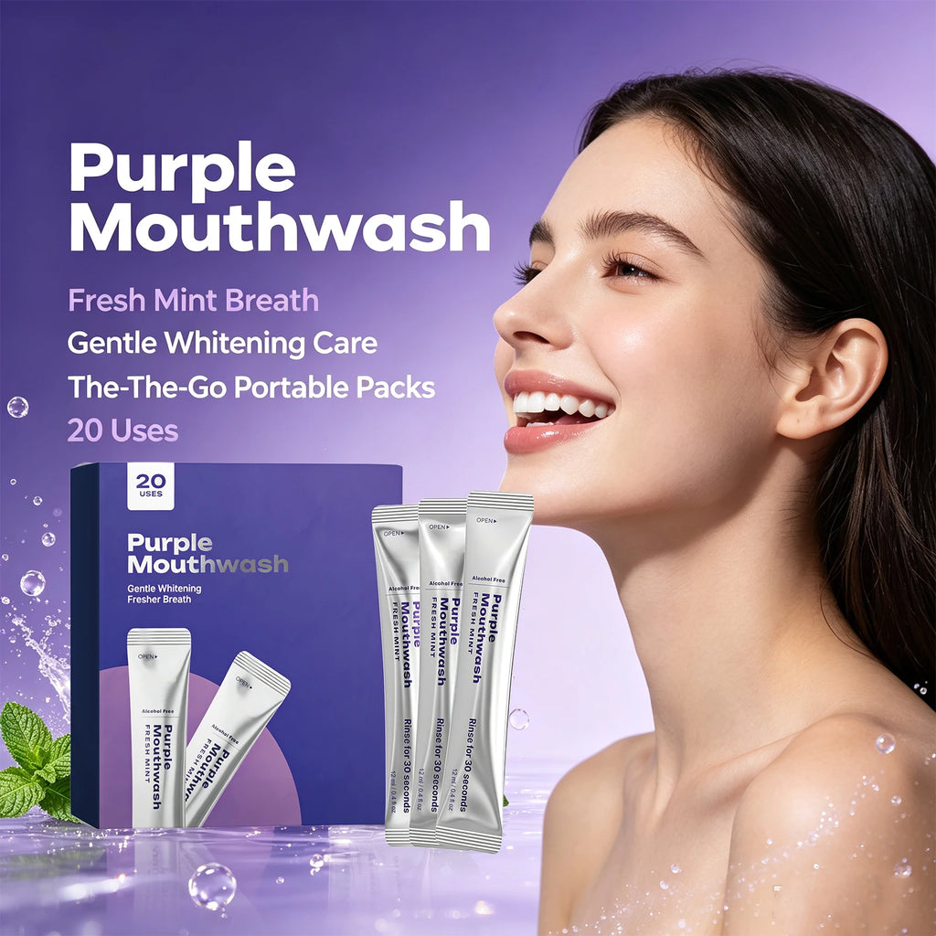 Purple Mint Portable Mouthwash Sachets – Fresh Breath 20PCS