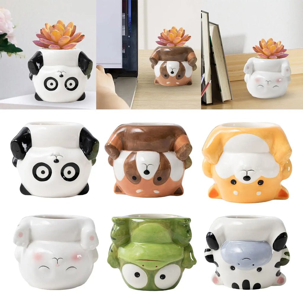 Cute Animal Ceramic Planter Pot – Indoor & Outdoor Flower Vase