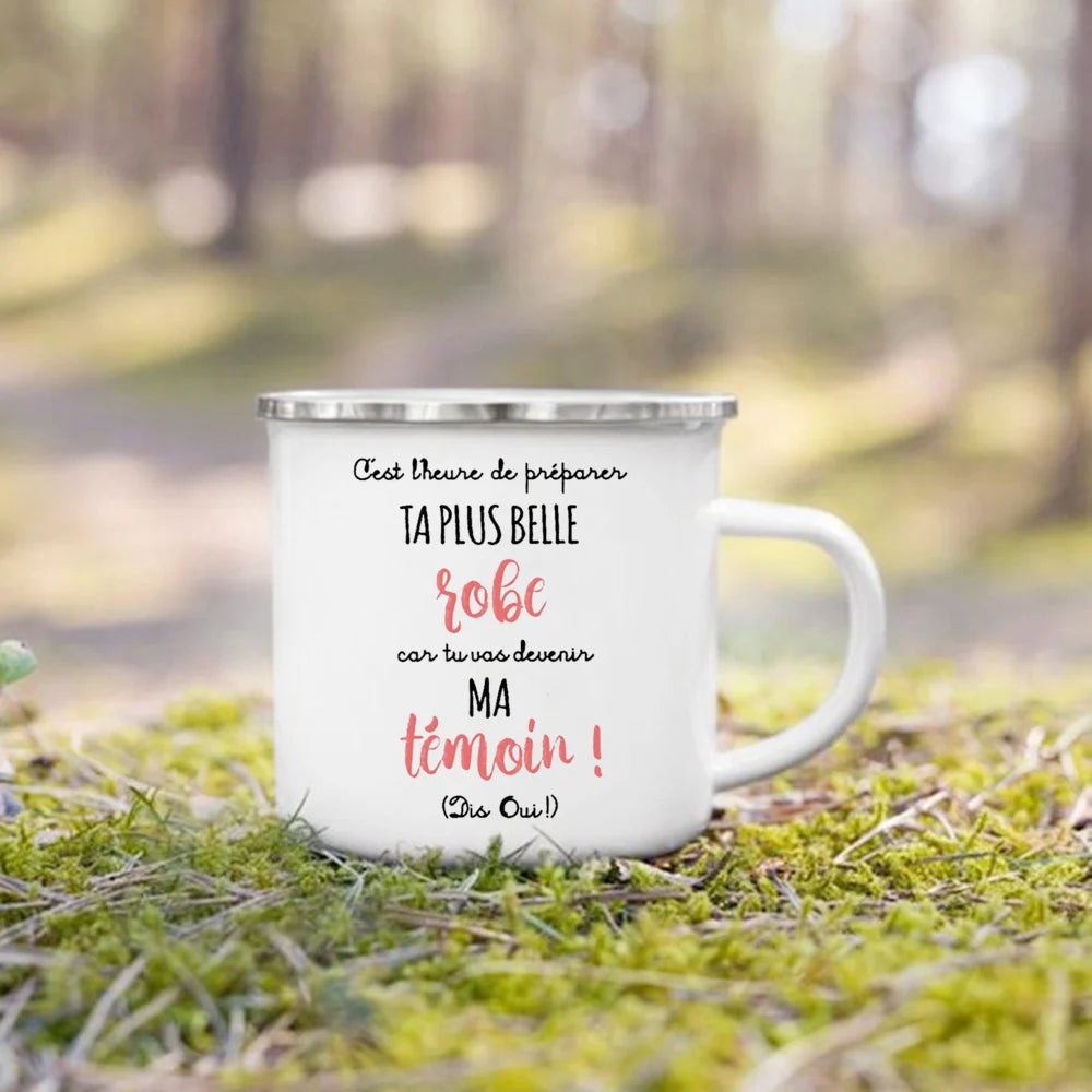Wedding Witness Enamel Mug – Bridesmaid & Best Man Gift