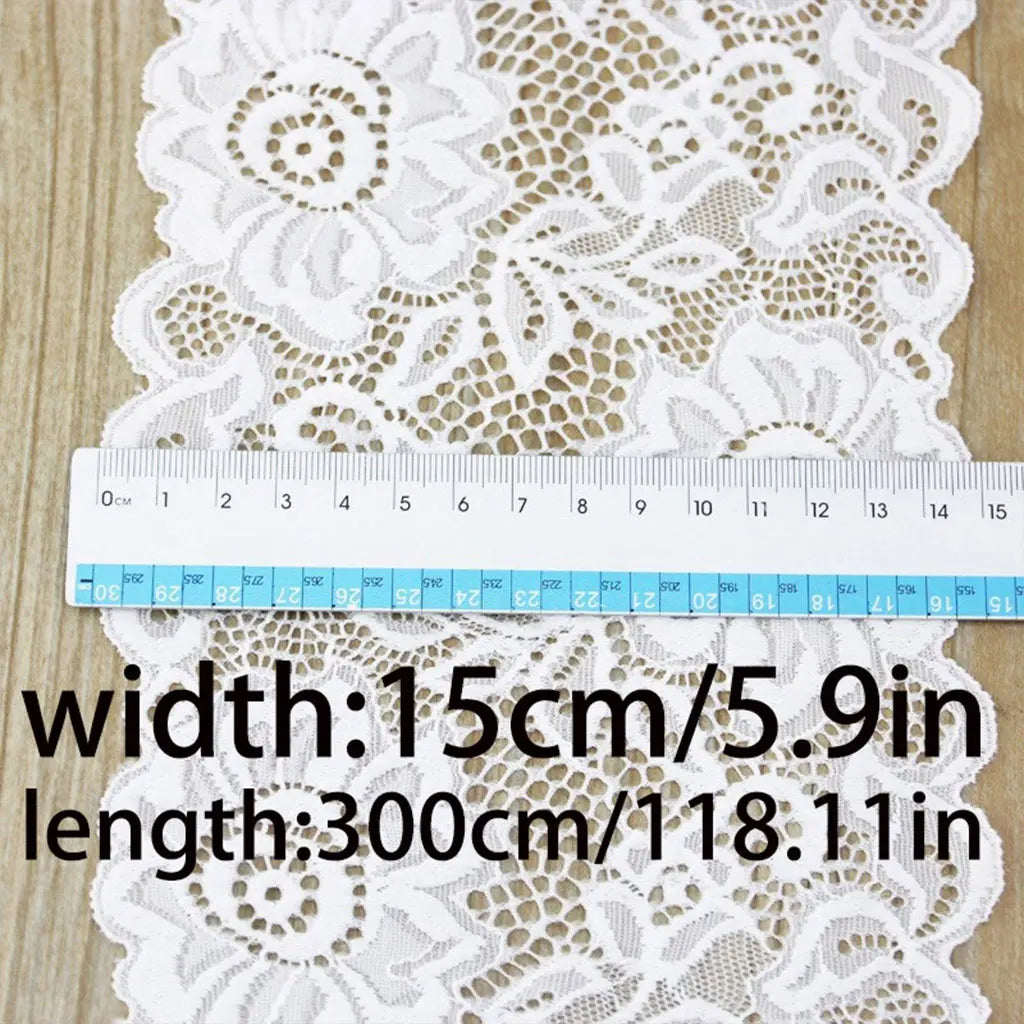 3M White Elastic Lace Trim 15cm – French Hollow DIY Sewing