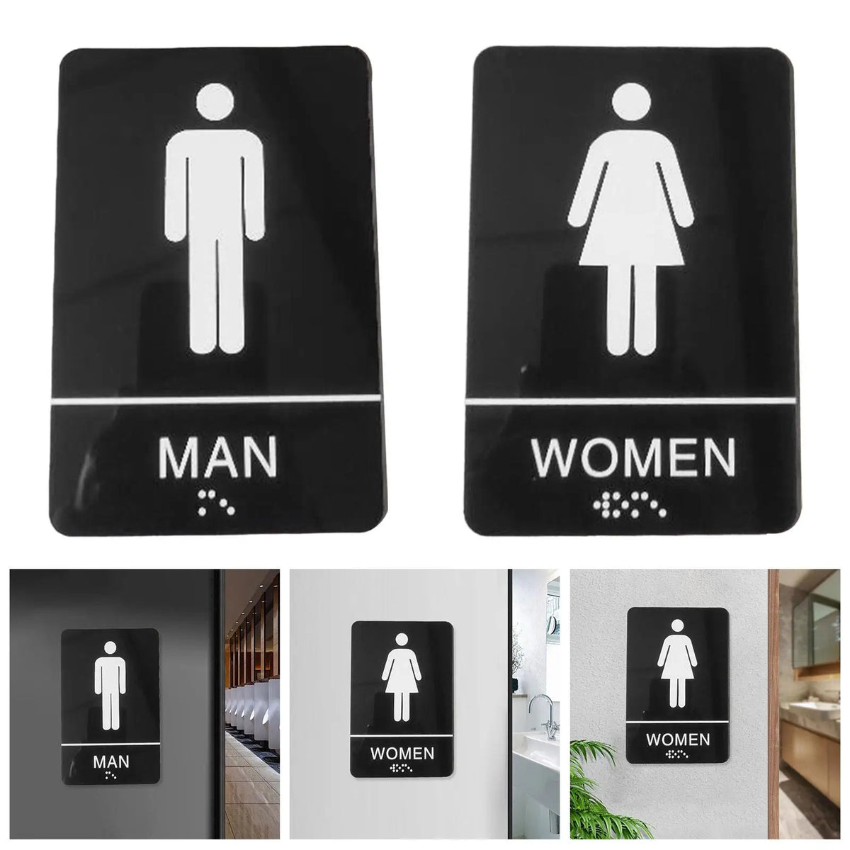 Self-Adhesive Acrylic Restroom Sign | Wall & Door Plaque