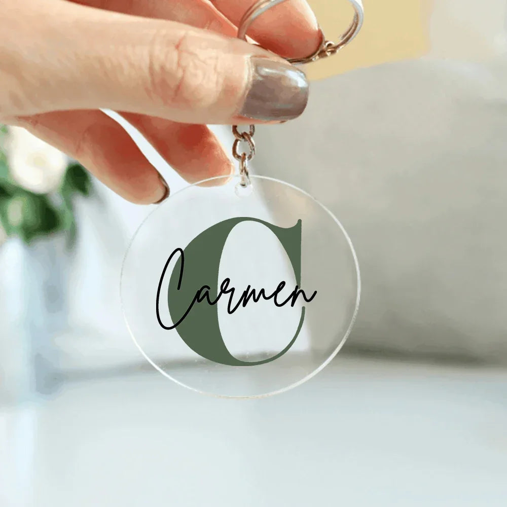Personalized Initial Letter Acrylic Keychain | Custom Name Gift