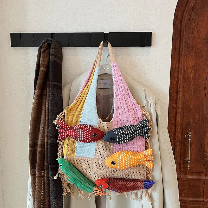 Women's Woven Tote Bag – Casual Chic Shoulder Bag