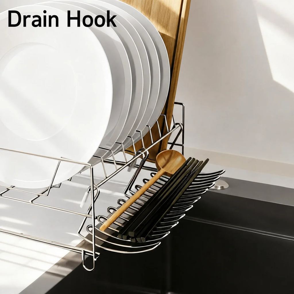 No-Drill Stainless Steel Sink Hanging Organizer & Draining Rack