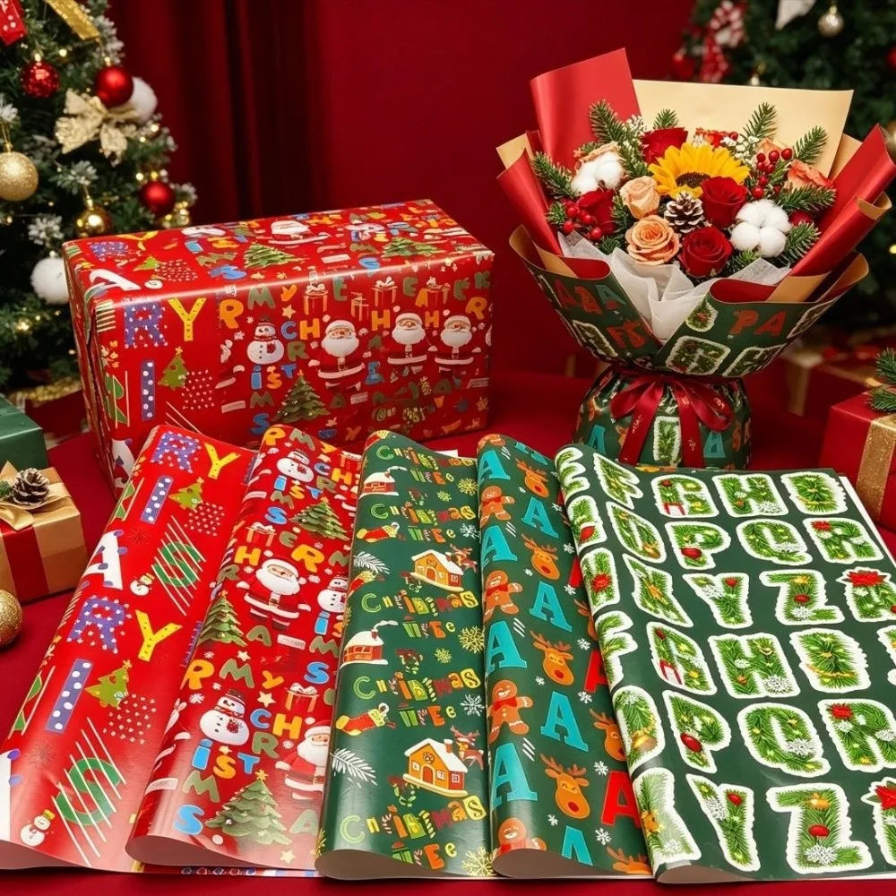 2-Pack Large Christmas Wrapping Paper Sheets – Santa & Tree