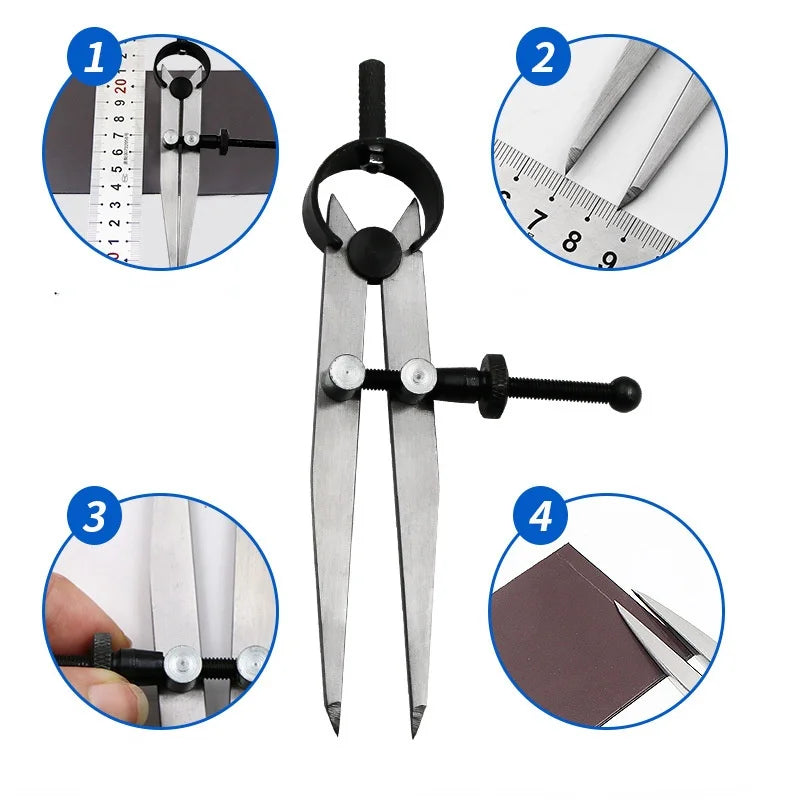 Leather Wing Divider Scribing Gauge Compass Tool – Adjustable