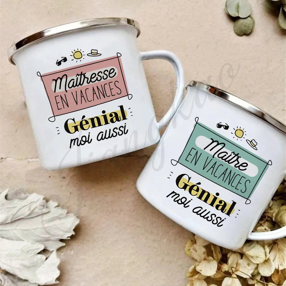Vacation Print Enamel Coffee Mug | Teacher's Day Gift