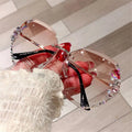 Retro Rimless Rhinestone Sunglasses – UV Protection Women