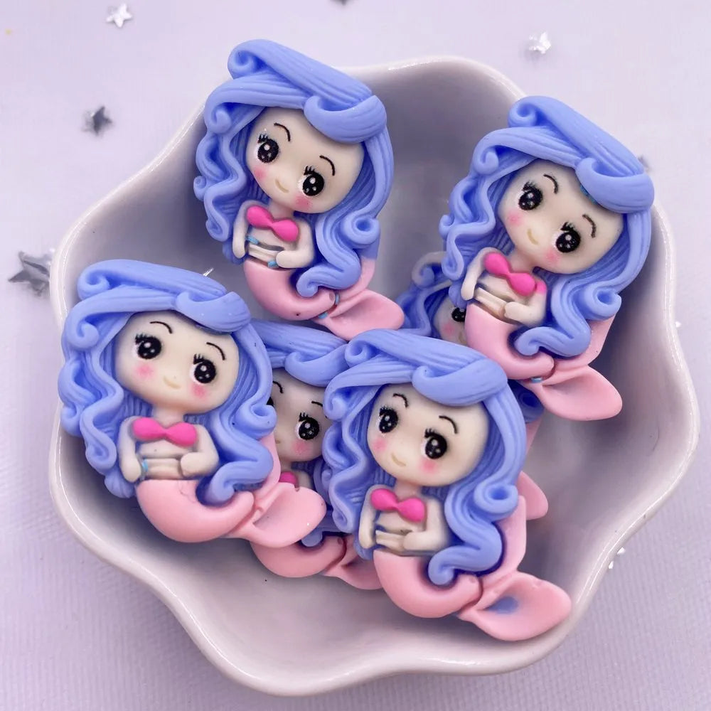 Kawaii Mermaid Princess Resin Flatback Figurines 10PCS | DIY Crafts