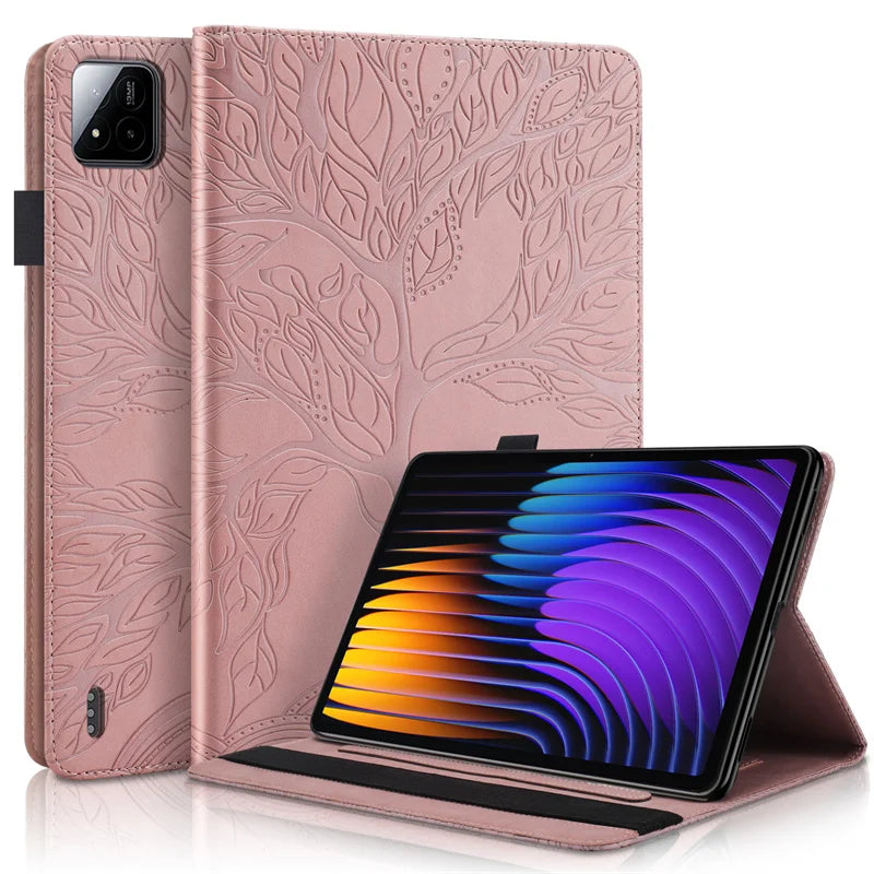 Xiaomi Pad 7 Case 11.2" Embossed Tree Flip Wallet Stand Cover