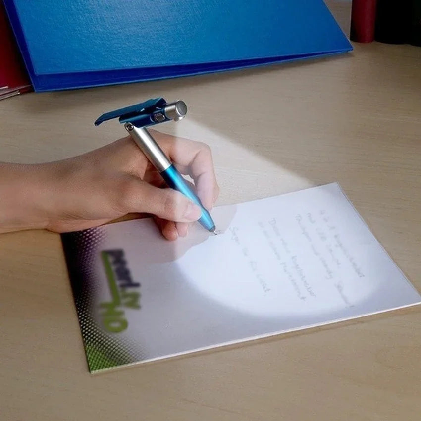 4-in-1 Ballpoint Pen with LED Light, Stylus & Phone Stand