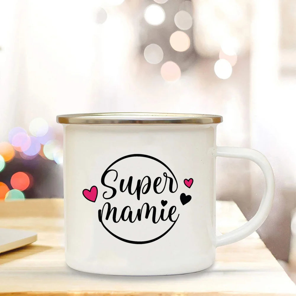 Super Mamie I Love You Enamel Mug | Grandmother Gift Mug