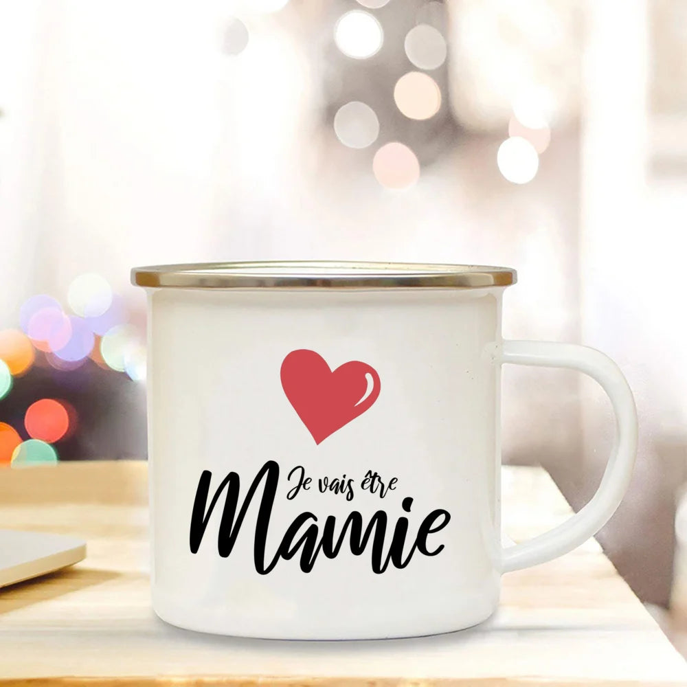 Super Mamie I Love You Enamel Mug | Grandmother Gift Mug