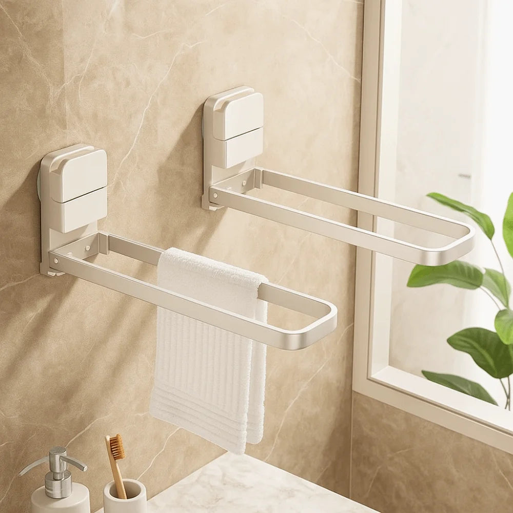 Foldable Suction Cup Towel Rack – No-Drill Bathroom Hanger