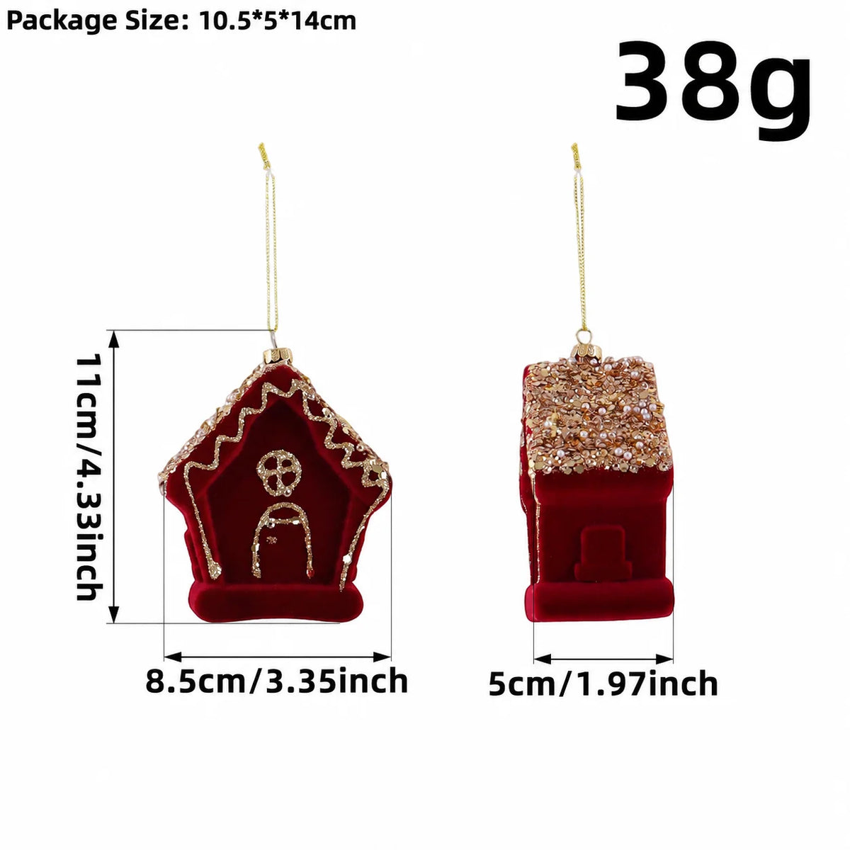 Vintage Flocked Christmas Ornaments – 10-Piece Burgundy Set