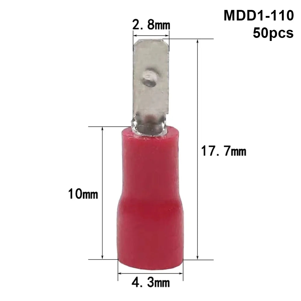 50-Pack Insulated Crimp Spade Terminal Connectors 2.8/4.8/6.3mm