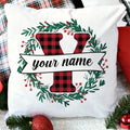 Personalized Christmas Cushion Cover – Custom Initial & Name Gift