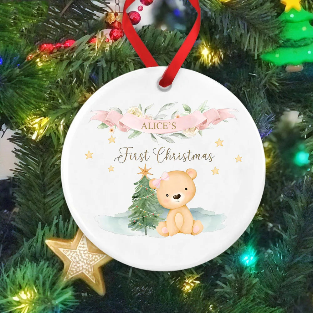 Personalized Baby's First Christmas Ornament 2025 – Ceramic